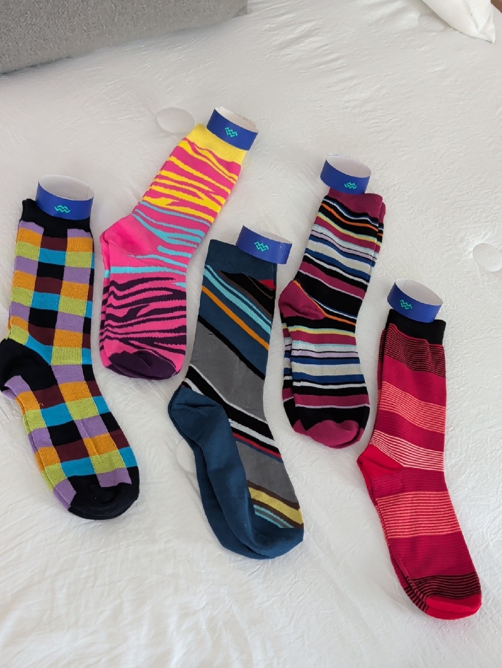 Colorful Mio Marino Men's Crew Socks - Mixed Stripe & Pattern Pack